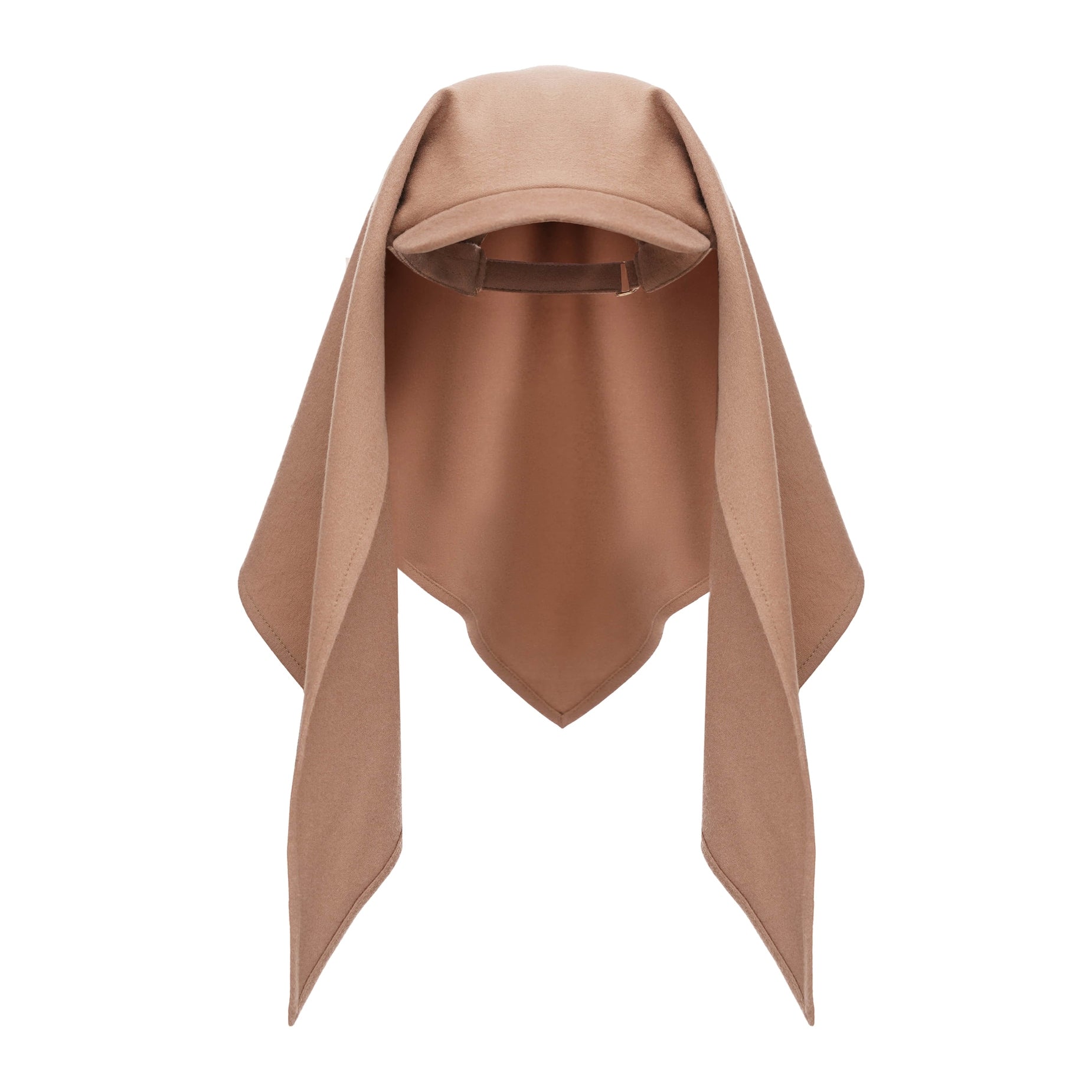 Beige cashmere cap with foulard