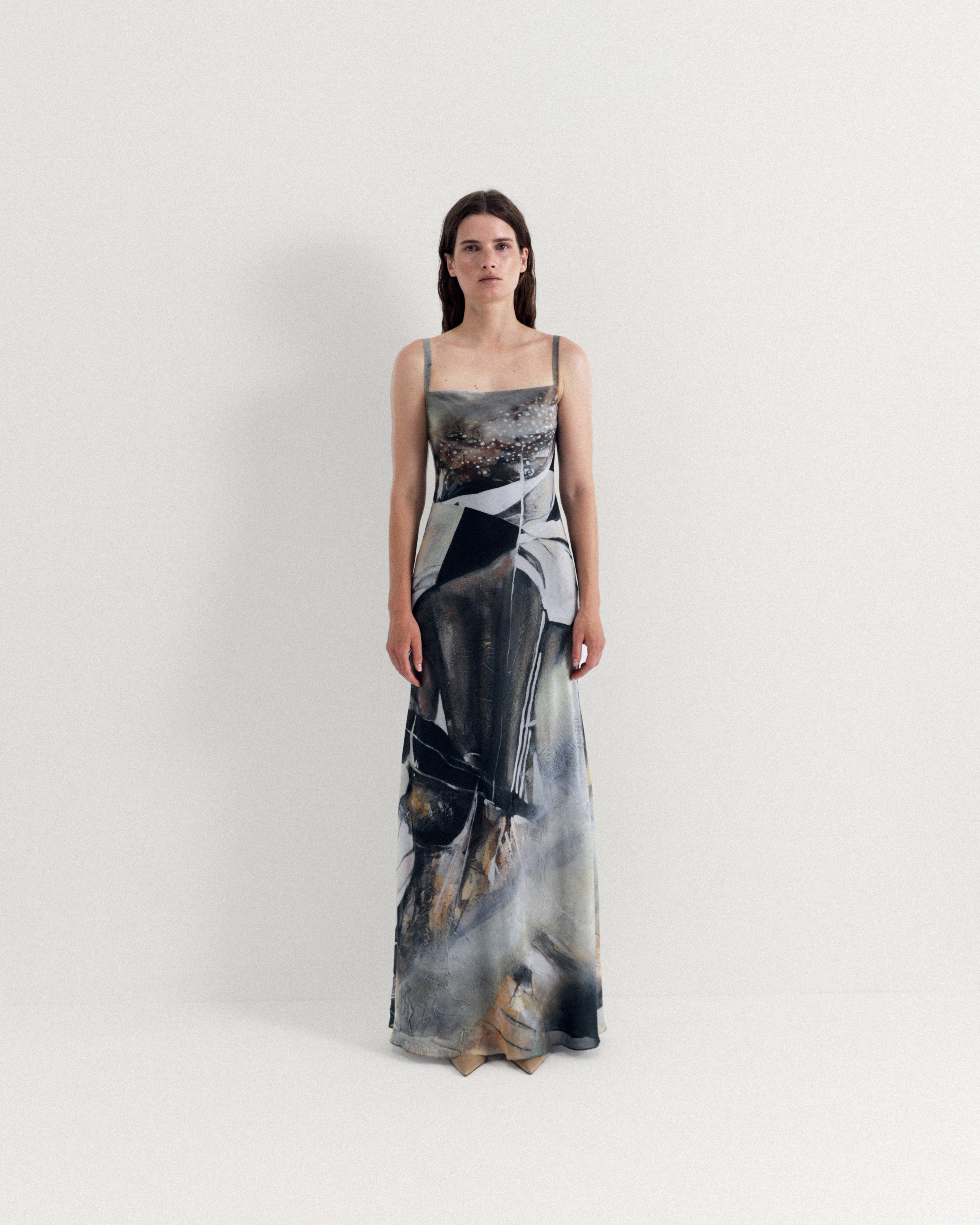 Printed Dress Wide Straps YASPIS x Nadiia Shepitchak