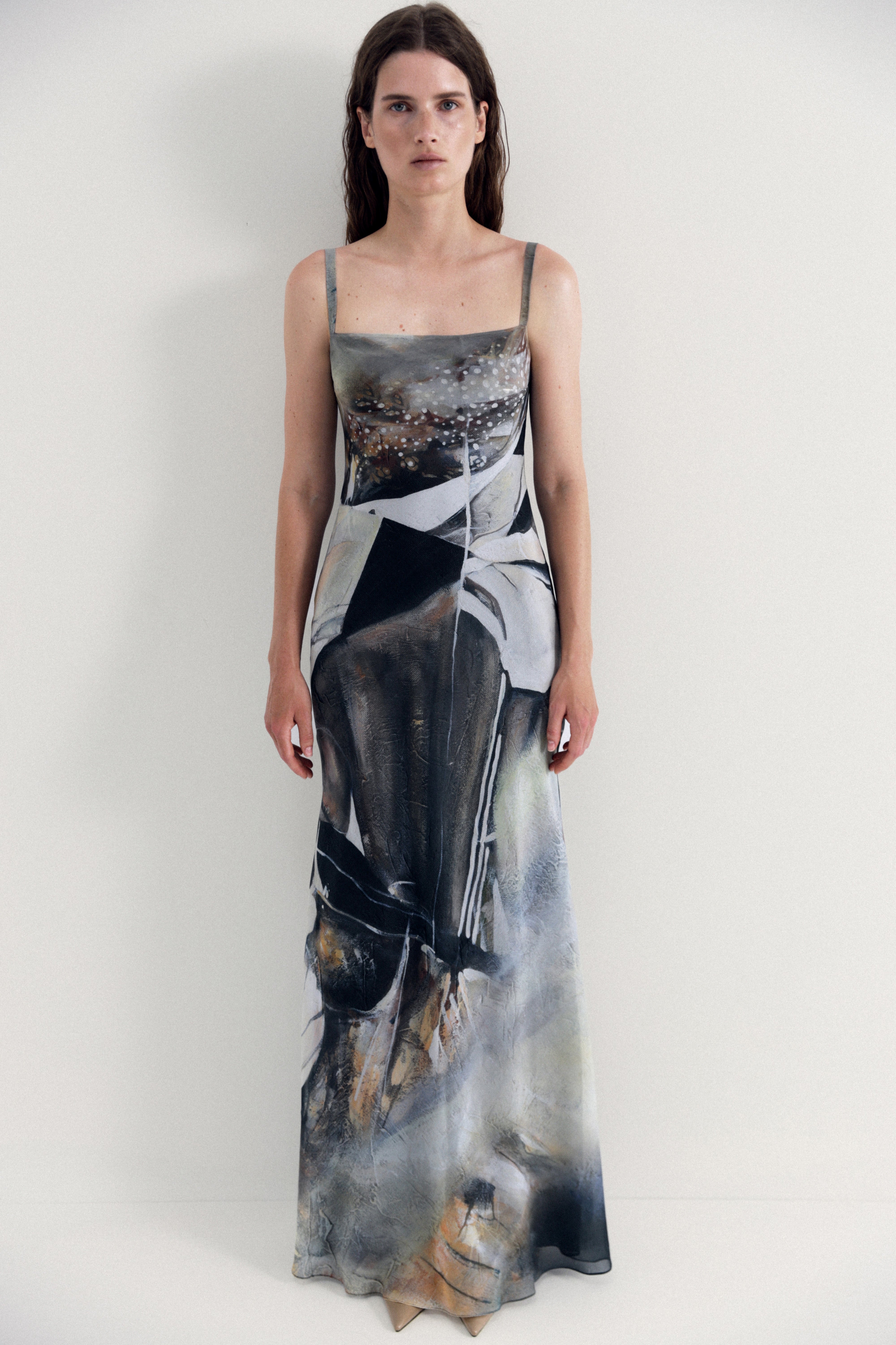Printed Dress Wide Straps YASPIS x Nadiia Shepitchak