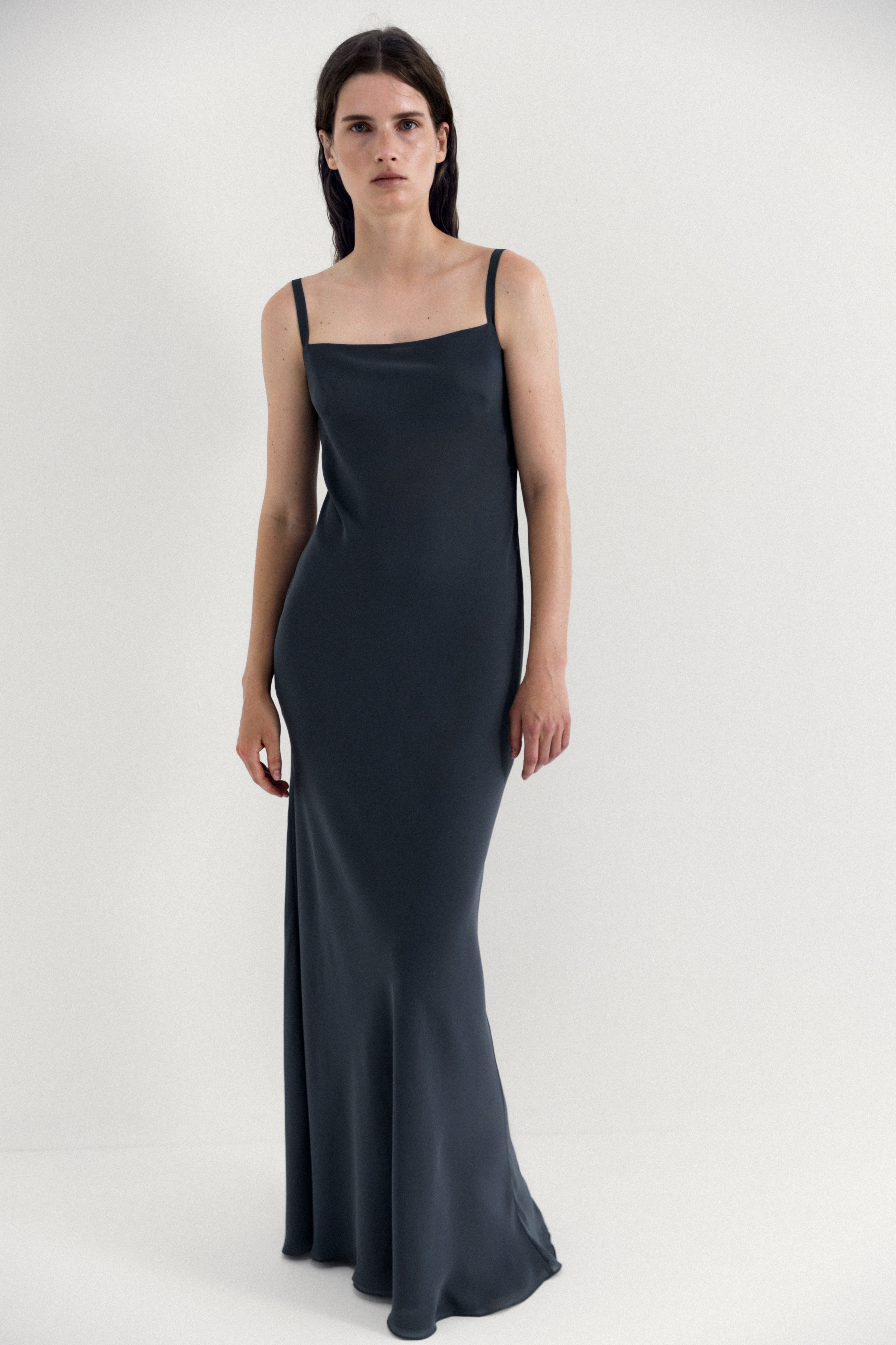 Grey Stone Dress Wide Straps YASPIS