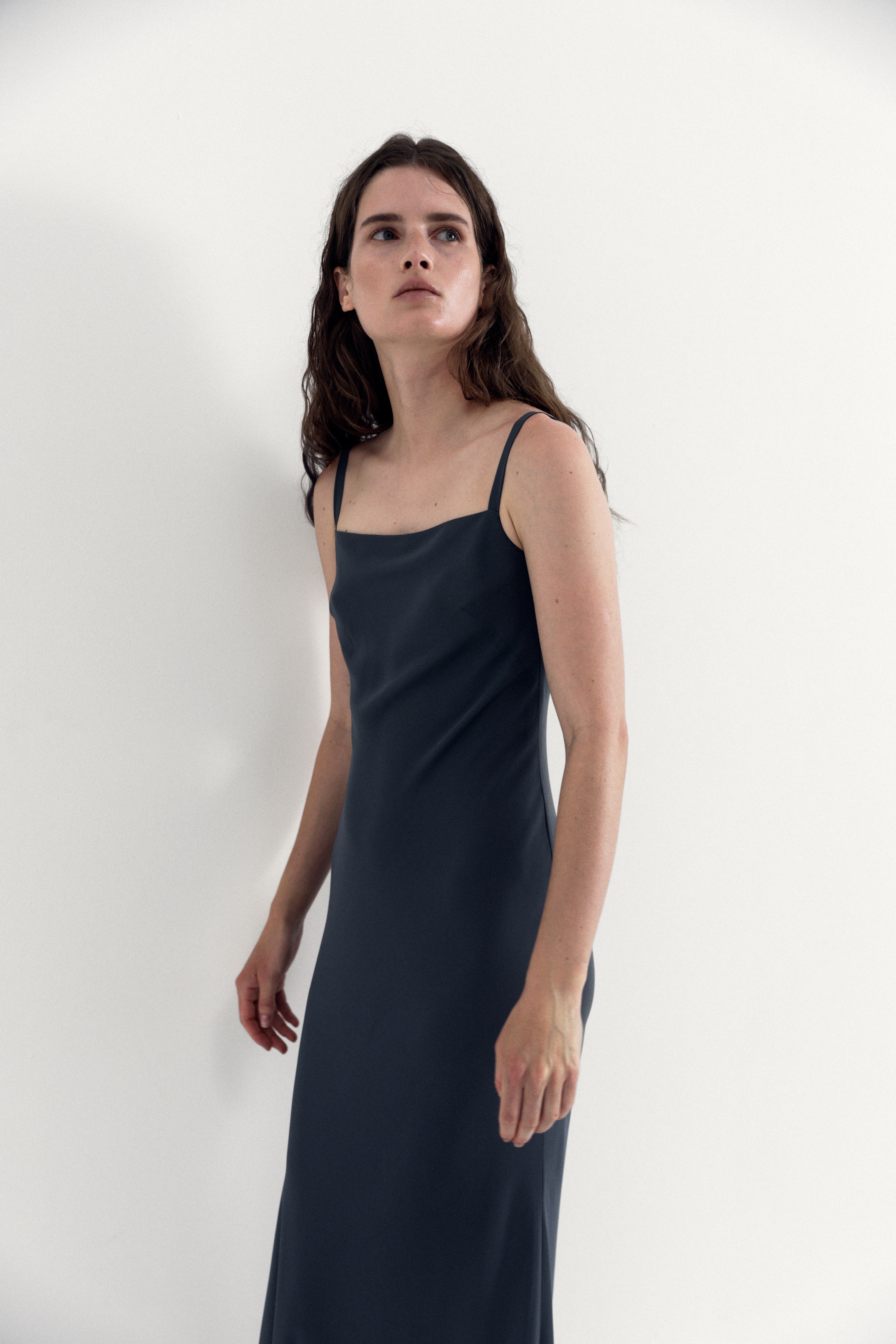 Grey Stone Dress Wide Straps YASPIS